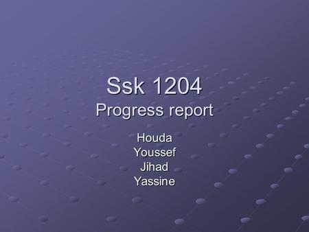 Ssk 1204 Progress report HoudaYoussefJihadYassine.