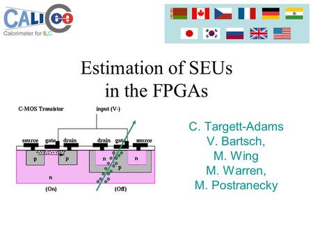 Estimation of SEUs in the FPGAs C. Targett-Adams V. Bartsch, M. Wing M. Warren, M. Postranecky.