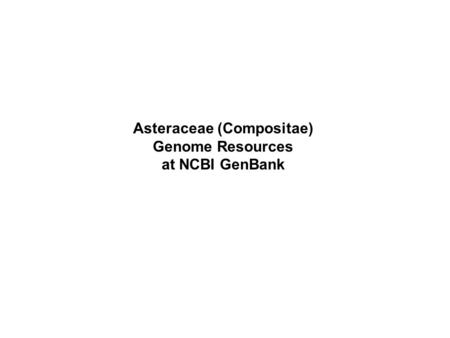 Asteraceae (Compositae) Genome Resources at NCBI GenBank.