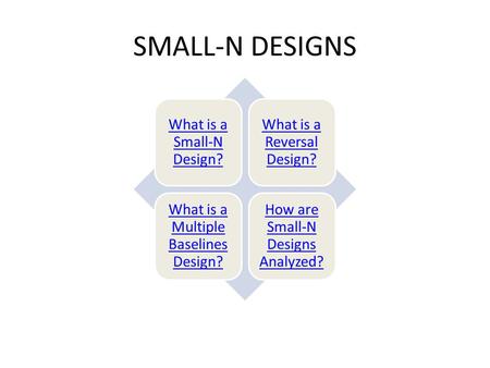 SMALL-N DESIGNS What is a Small-N Design? What is a Reversal Design?