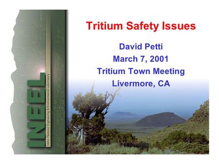 Tritium Safety Issues David Petti March 7, 2001 Tritium Town Meeting Livermore, CA.