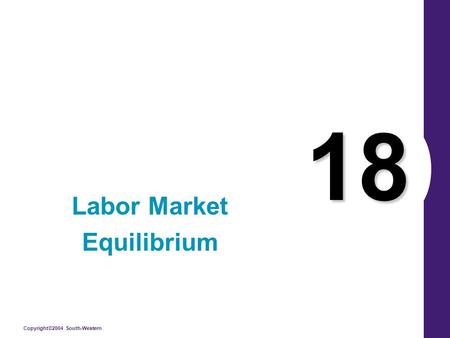 Copyright©2004 South-Western 18 Labor Market Equilibrium.