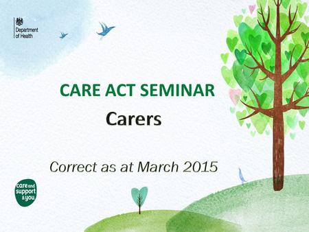 CARE ACT SEMINAR. Carer…… A definition Locally under the NEL Carers Strategy carers are defined as…. Under the Care Act 2014, the new definition will.