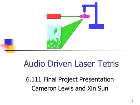 1 Audio Driven Laser Tetris 6.111 Final Project Presentation Cameron Lewis and Xin Sun.