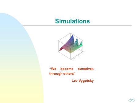 Simulations “We become ourselves through others” Lev Vygotsky.