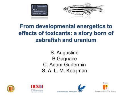 From developmental energetics to effects of toxicants: a story born of zebrafish and uranium S. Augustine B.Gagnaire C. Adam-Guillermin S. A. L. M. Kooijman.