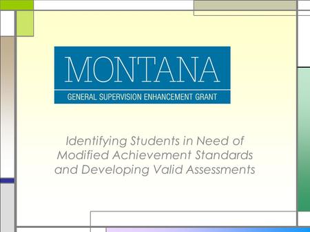 Identifying Students in Need of Modified Achievement Standards and Developing Valid Assessments.