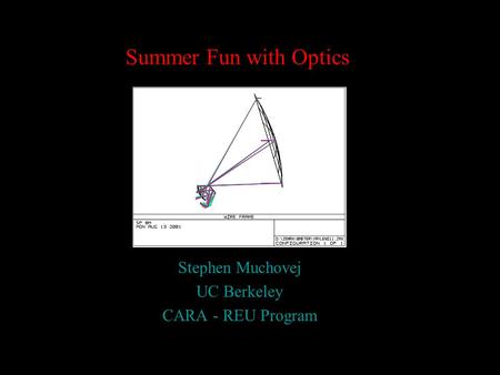 Summer Fun with Optics Stephen Muchovej UC Berkeley CARA - REU Program.