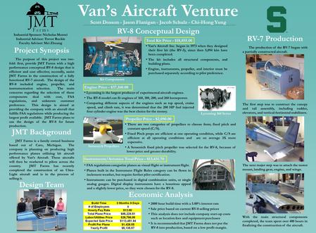 Van’s Aircraft Venture Project Synopsis The purpose of this project was two- fold: first, provide JMT Farms with a high performance conceptual RV-8 design.