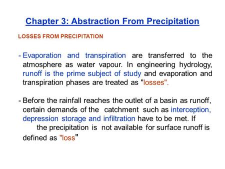 Chapter 3: Abstraction From Precipitation