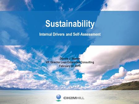 Sustainability Internal Drivers and Self-Assessment Dennis J. Stamm VP, Director Lean Enterprise Consulting February 22, 2010.