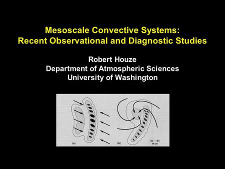 Mesoscale Convective Systems: Recent Observational and Diagnostic Studies Robert Houze Department of Atmospheric Sciences University of Washington.