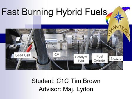 Student: C1C Tim Brown Advisor: Maj. Lydon Fast Burning Hybrid Fuels.