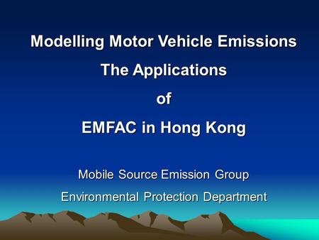 Modelling Motor Vehicle Emissions