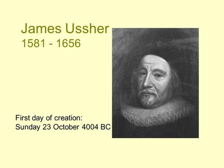 James Ussher First day of creation: