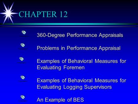 CHAPTER 12 360-Degree Performance Appraisals Problems in Performance Appraisal Examples of Behavioral Measures for Evaluating Foremen Examples of Behavioral.