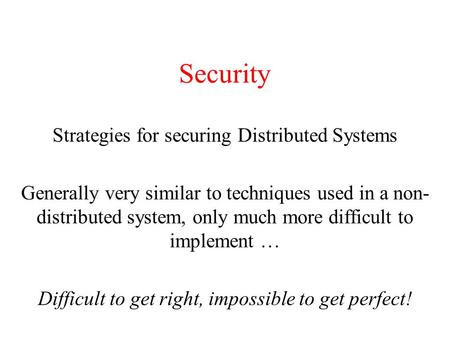Security Strategies for securing Distributed Systems