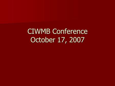 CIWMB Conference October 17, 2007. “Distributed Urban Biomass Power Production”