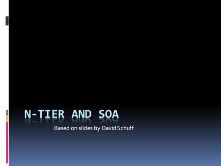 Based on slides by David Schuff. Review: N-Tier Architectures  A “tier” is a software layer that serves as a component of a larger solution  Here’s.