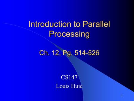 Introduction to Parallel Processing Ch. 12, Pg