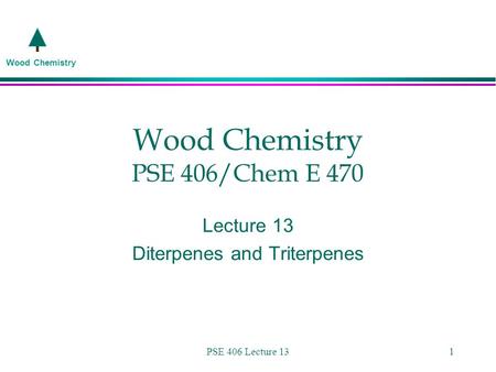 Wood Chemistry PSE 406 Lecture 131 Wood Chemistry PSE 406/Chem E 470 Lecture 13 Diterpenes and Triterpenes.