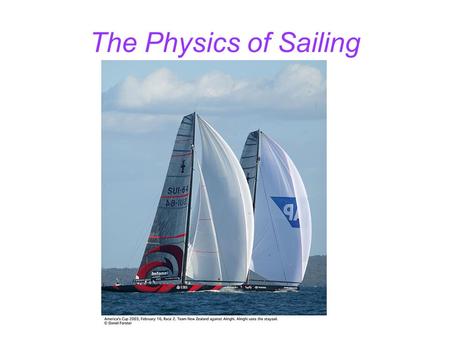 The Physics of Sailing. Outline Hulls Keels Sails.