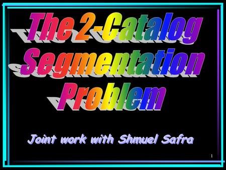 1 Joint work with Shmuel Safra. 2 Motivation 3 Motivation.