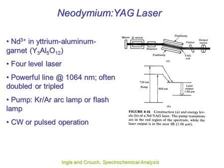 Neodymium:YAG Laser Nd3+ in yttrium-aluminum-garnet (Y3Al5O12)