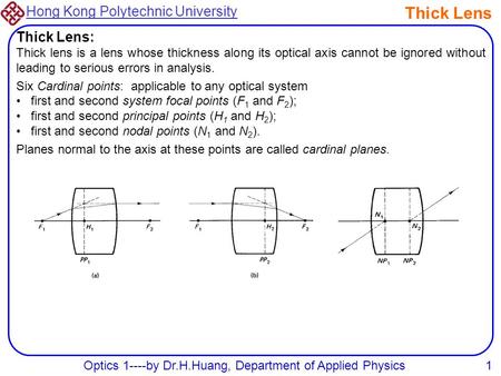 Optics 1----by Dr.H.Huang, Department of Applied Physics