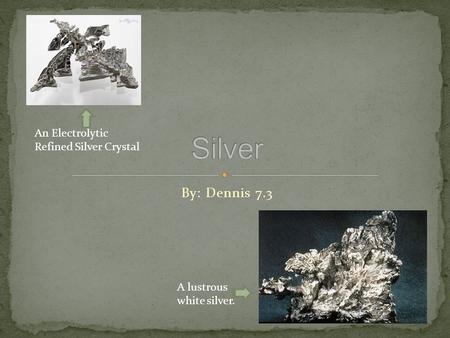 By: Dennis 7.3 An Electrolytic Refined Silver Crystal A lustrous white silver.
