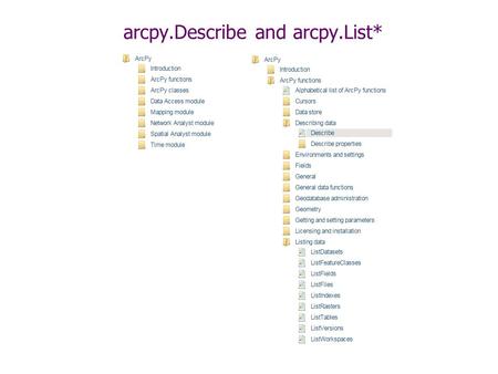 arcpy.Describe and arcpy.List*