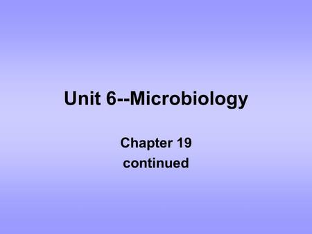 Unit 6--Microbiology Chapter 19 continued. Microorganisms & You A. Competition: Food for heterotrophs typically are carbon- based macromolecules: Carbohydrates,
