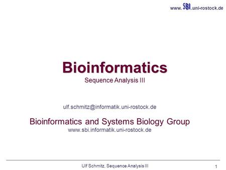 Bioinformatics Sequence Analysis III