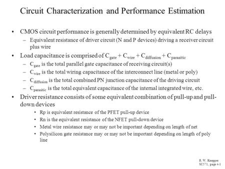 Circuit Characterization and Performance Estimation