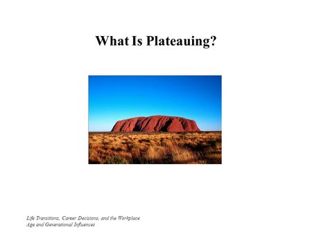 What Is Plateauing? Life Transitions, Career Decisions, and the Workplace Age and Generational Influences.