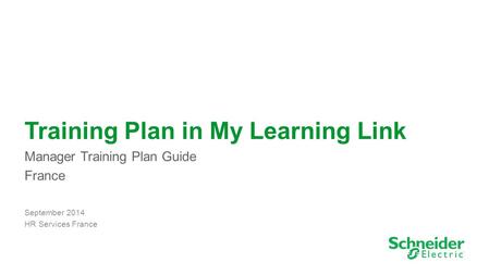 Training Plan in My Learning Link