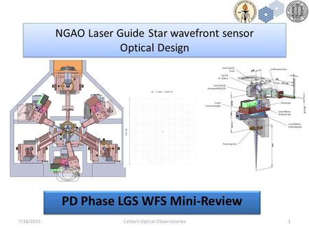 NGAO Laser Guide Star wavefront sensor Optical Design 17/16/2015Caltech Optical Observatories PD Phase LGS WFS Mini-Review.