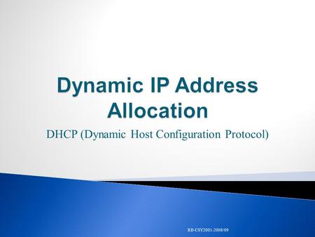 DHCP (Dynamic Host Configuration Protocol) RD-CSY2001-2008/09.