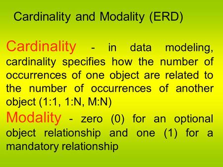 Cardinality and Modality (ERD)