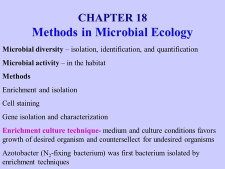 Methods in Microbial Ecology