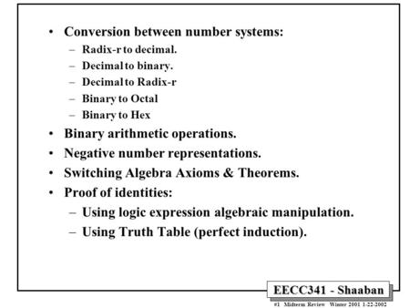 Conversion between number systems: