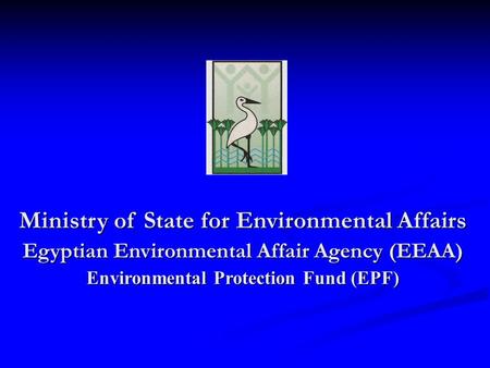 Ministry of State for Environmental Affairs Egyptian Environmental Affair Agency (EEAA) Environmental Protection Fund (EPF)