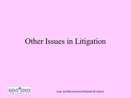 Law and Economics-Charles W. Upton Other Issues in Litigation.