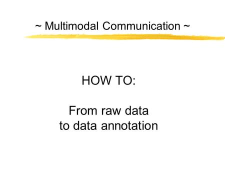 ~ Multimodal Communication ~ HOW TO: From raw data to data annotation.