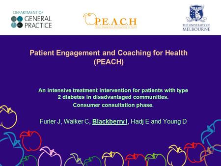 Patient Engagement and Coaching for Health (PEACH) An intensive treatment intervention for patients with type 2 diabetes in disadvantaged communities.
