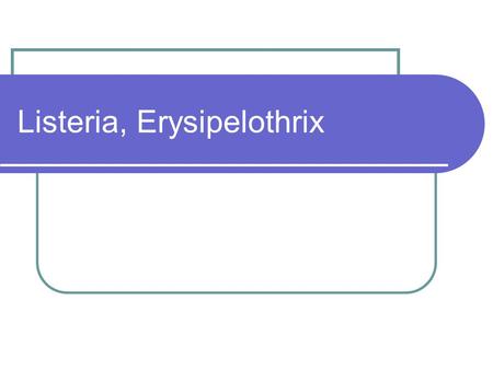 Listeria, Erysipelothrix. Listeria Classification – only one species of clinical significance – L. monocytogenes Morphology and general characteristics.