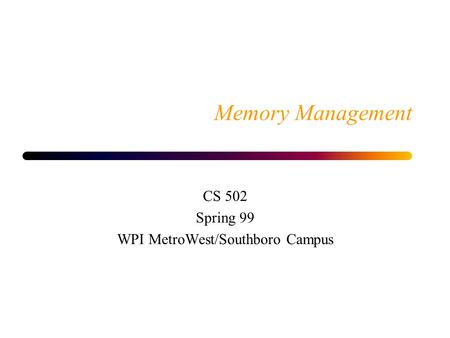 Memory Management Outline