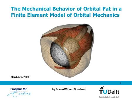 March 6th, 2009 1 The Mechanical Behavior of Orbital Fat in a Finite Element Model of Orbital Mechanics by Frans-Willem Goudsmit.