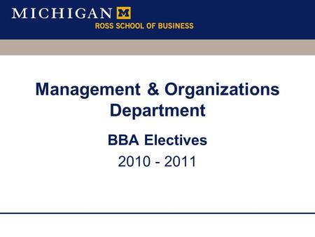 BBA Electives 2010 - 2011 Management & Organizations Department.