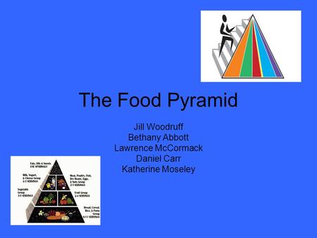 The Food Pyramid Jill Woodruff Bethany Abbott Lawrence McCormack Daniel Carr Katherine Moseley.